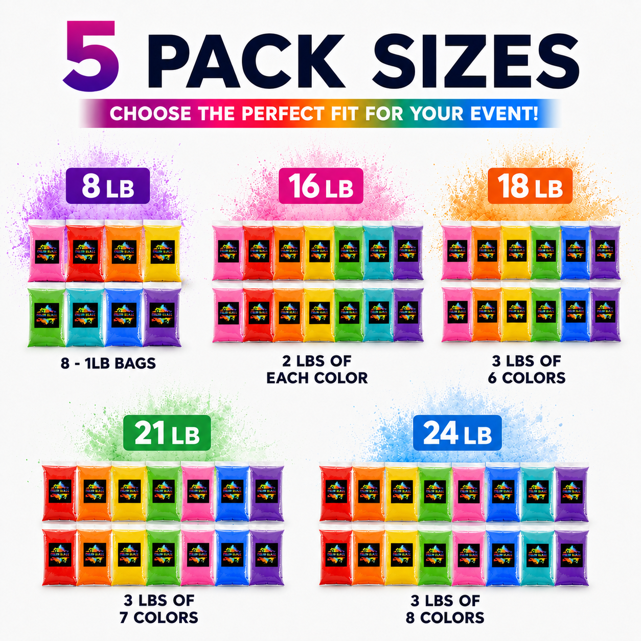 Color Powder Variety Pack (8-24 lbs) Color Blaze®