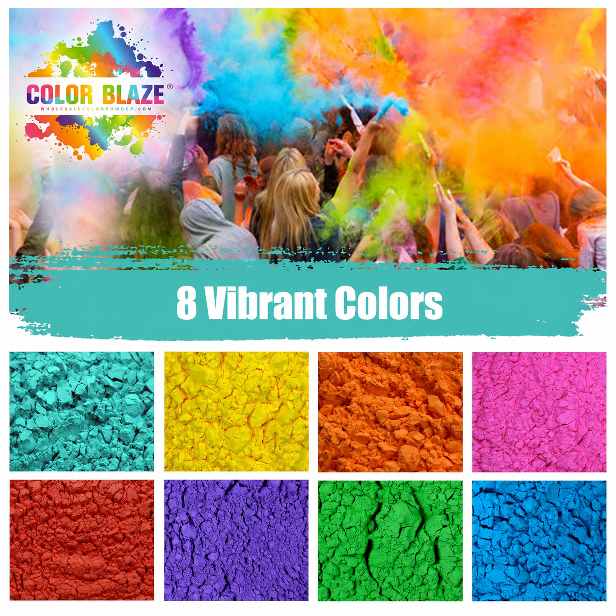 500 lb Bulk Color Powder (5 Colors of Your Choice) - Color Fun Run, Holi, Gender Reveal & Events
