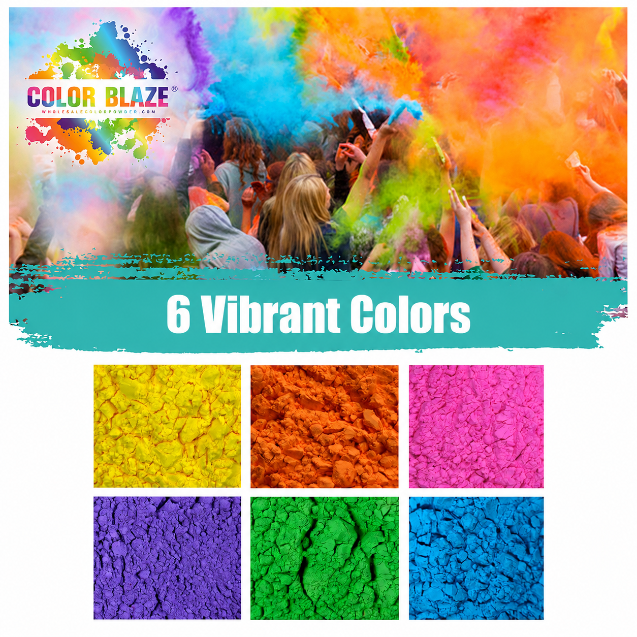 30 lb Color Powder Six Pack (6 Colors of Your Choice) - Color Fun Run, Holi, Gender Reveal, & Events