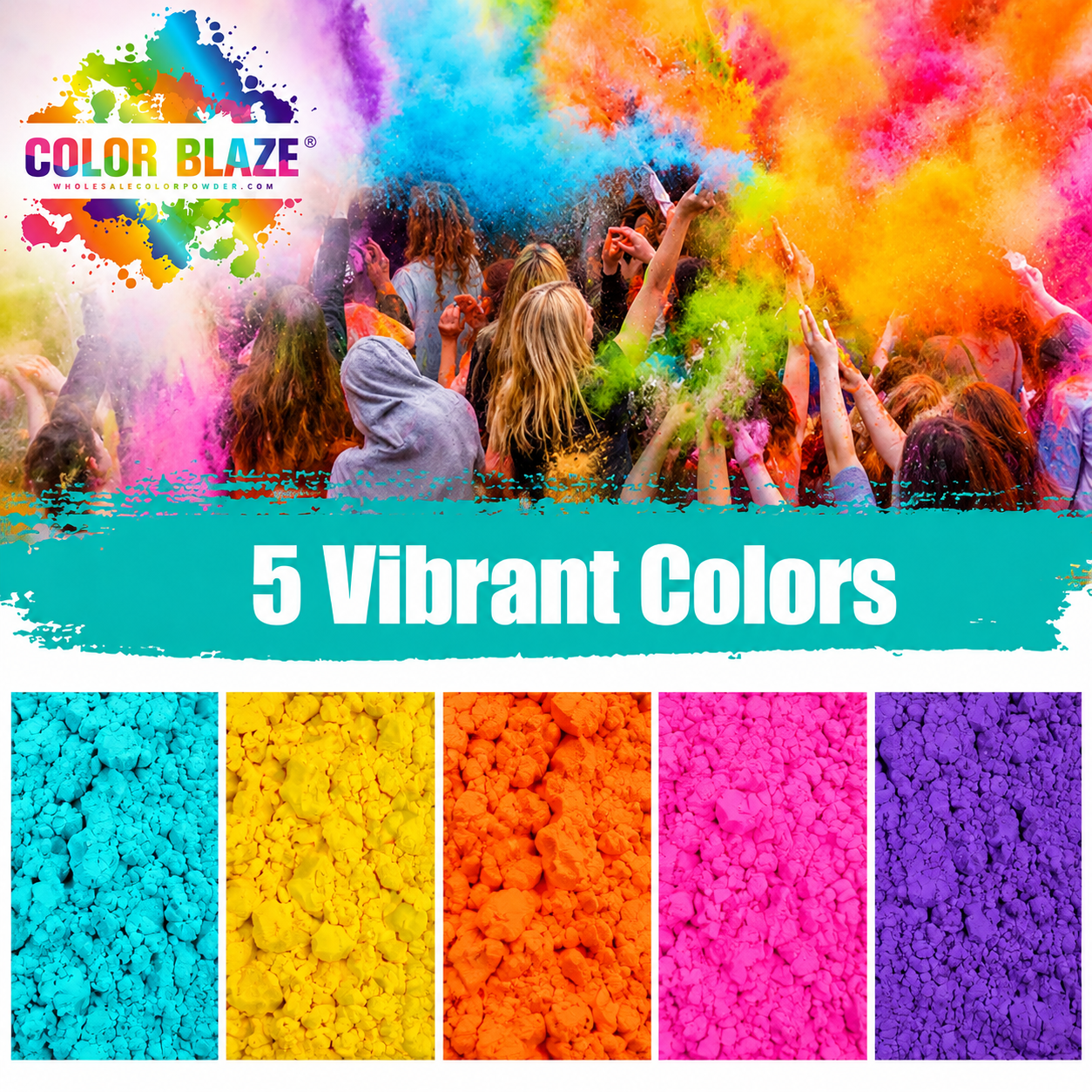 Bulk Color Powder 25lb Multi Mix Pack (5 Colors of Your Choice) - Color Fun Run, Holi, Gender Reveal & Events