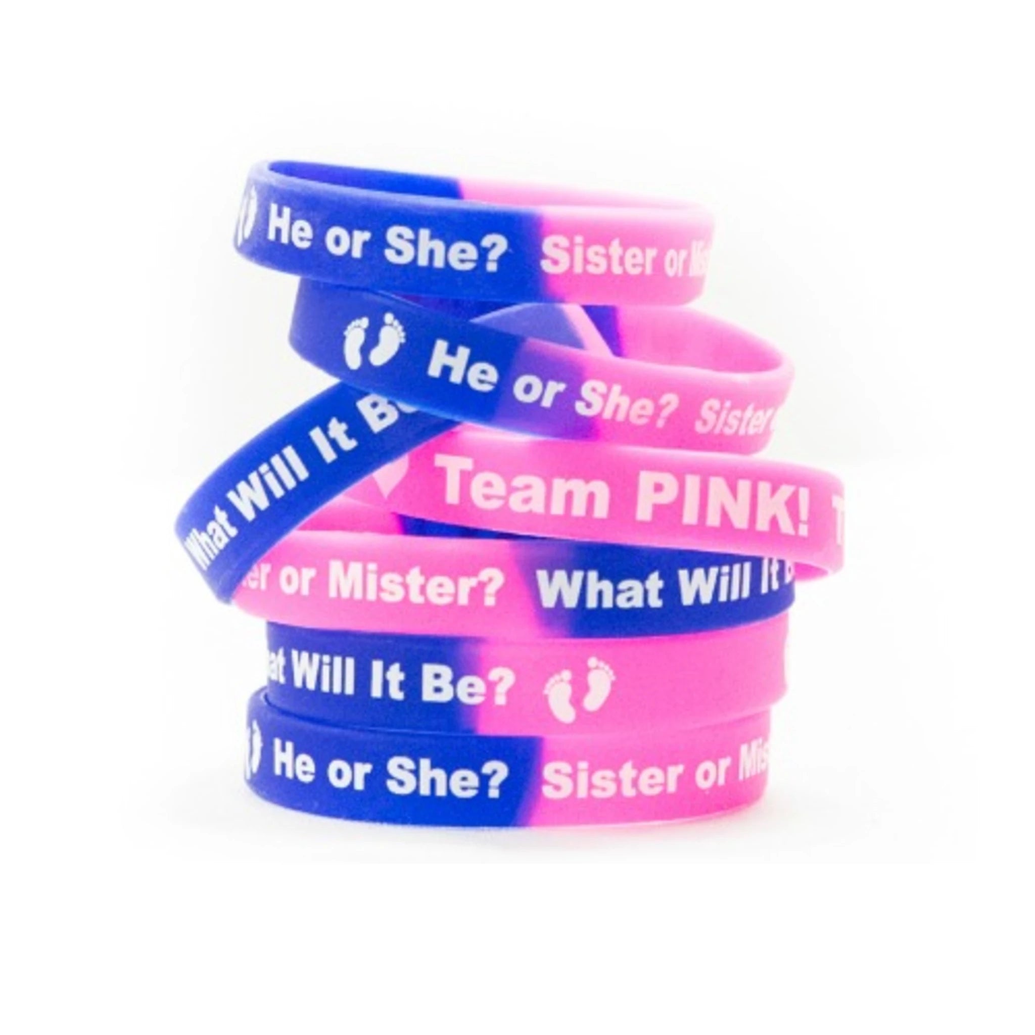 Gender Reveal Party Bracelets (12 Pack) Color Blaze® Pink & Blue