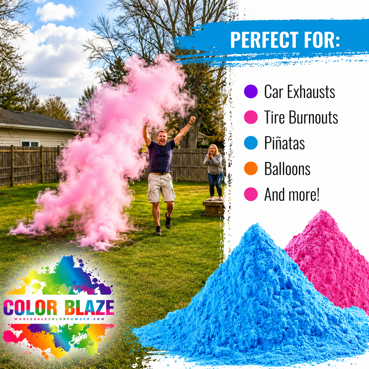 30lb Gender Reveal Color Powder (15lbs Pink & 15lbs Blue)